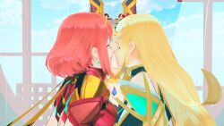 3d 3girls animal_ears animated blonde_hair cat_ears cat_girl closed_eyes earrings happy highres interior jewelry kiss lluanhyperzero long_hair looping_animation mikumikudance mikumikudance_(medium) moaning multiple_girls mythra_(xenoblade) nia_(blade)_(xenoblade) nia_(xenoblade) pyra_(xenoblade) red_hair short_hair sound tagme triple_kiss very_long_hair video xenoblade_chronicles_(series) xenoblade_chronicles_2 yuri