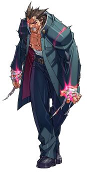 Rule 34 | 1boy, absurdres, angry, bandaged hand, bandages, blood, blood stain, brown hair, clenched teeth, edaki shin'ya, energy, full body, gakuran, game cg, glowing, glowing eyes, highres, hunched over, jacket, justice gakuen, kazama daigo, male focus, midriff sarashi, moero! justice gakuen, non-web source, official art, open clothes, open jacket, sarashi, scar, scar across eye, scar on face, school uniform, simple background, solo, spiked hair, teeth, unbuttoned jacket, walking, white background, wild daigo