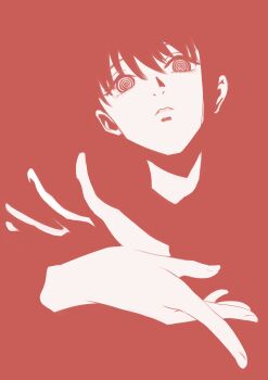 1girl absurdres chainsaw_man highres isana! looking_at_viewer makima_(chainsaw_man) monochrome parted_lips red_theme ringed_eyes solo