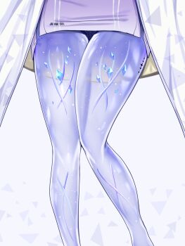 1girl absurdres commentary dress english_commentary grey_background highres leg_focus mornye_(wuthering_waves) purple_dress see-through_body short_dress sillymyne solo tacet_mark_(wuthering_waves) thighs wuthering_waves