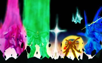 00s 1980s_(style) 1990s_(style) aoki_ryuusei_spt_layzner aura banpresto battle_aura crossover epic eureka_seven eureka_seven_(series) g_gundam gaogaigar god_gundam gundam highres layzner mecha mecha_focus neon_genesis_evangelion nirvash no_humans oldschool retro_artstyle robot seisenshi_dunbine super_robot super_robot_wars yuusha_ou_gaogaigar yuusha_series