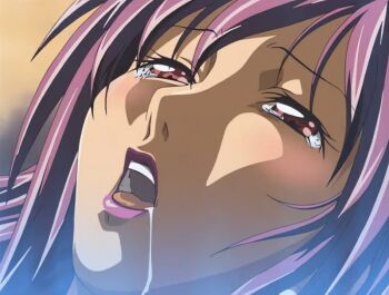 00s 1girl 2004 animated animated_gif anime_screenshot bible_black bible_black_new_testament blush drooling earrings female_focus ichikawa_aki jewelry lipstick long_hair lying makeup open_mouth purple_hair red_eyes shin_bible_black sidelocks tagme tears