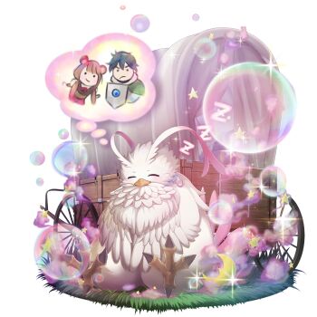 1other artist_request bird cart closed_eyes closed_mouth crescent doodle_inset dreaming filo_(filolial_form)_(tate_no_yuusha_no_nariagari) filo_(tate_no_yuusha_no_nariagari) filolial game_cg iwatani_naofumi no_humans official_art on_grass outdoors raphtalia simple_background sitting sleeping soap_bubbles sparkle star_(symbol) tate_no_yuusha_no_nariagari tate_no_yuusha_no_nariagari_rerise transparent_background zzz