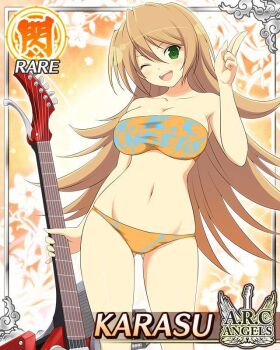 10s 1girl breasts female_focus green_eyes karasu_(senran_kagura) large_breasts long_hair orange_hair senran_kagura solo