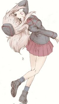 Rule 34 | 1girl, blonde hair, blue eyes, breasts, erakin, girls und panzer, highres, itsumi erika, kuromorimine military uniform, long hair, looking at viewer, military uniform, miniskirt, open mouth, red skirt, simple background, skirt, small breasts, smile, solo, white background