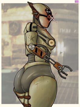 1girl absurdres ass assaultron breasts fallout goldbeerg highres looking_at_viewer robot robot_girl self-upload solo tagme