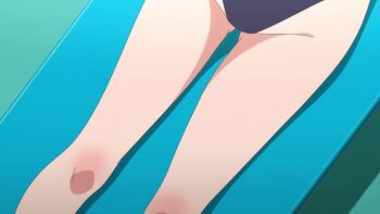 1boy 1girl animated anime_screenshot black_hair blue_one-piece_swimsuit blunt_bangs blush bouncing_breasts breasts brown_eyes brown_hair collarbone completely_nude covered_navel feet grabbing_another&#039;s_breast gradient_hair groin groping hair_over_one_eye hand_on_another&#039;s_chest heavy_breathing highres kotesashi_kouyou large_breasts linea_alba lips lying massage mermaid monster_girl multicolored_hair navel nipples nude oiled on_back one-piece_swimsuit open_mouth pants partially_visible_vulva purple_eyes purple_hair sawaranaide_kotesashi-kun shirt short_hair sound stomach sumiyoshi_izumi swimsuit tagme thighs trembling two-tone_hair video white_shirt