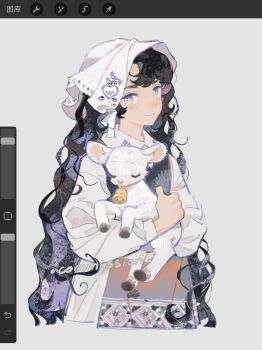 baby_animal bad_link headscarf highres lamb mr_sangel sheep tagme white_headscarf