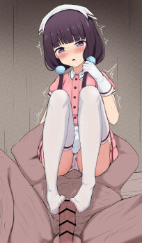 1boy 1girl absurdres bar_censor blend_s blouse blush brown_hair censored chest_hair cunnilingus cunnilingus_through_clothes dark-skinned_male dark_skin fat fat_man food food_print footjob footjob_with_legwear fruit fruit_print gloves hair_bobbles hair_ornament hetero highres leg_hair loli long_hair looking_at_viewer motion_lines muke_(fz064) multicolored_underwear old old_man open_mouth oral panties penis pink_shirt pink_skirt precum print_clothes print_panties print_underwear purple_eyes sakuranomiya_maika shirt short_sleeves sitting sitting_on_person skirt sock_on_penis socks strawberry strawberry_panties strawberry_print sweat testicles thighhighs thighs trembling twintails underwear white_gloves white_panties white_thighhighs wince