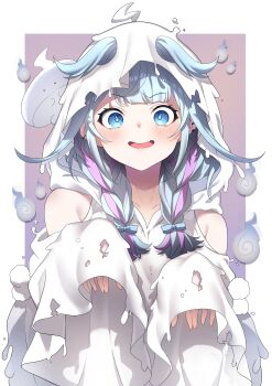 1girl 4m4t0_0321 absurdres blue_eyes blush ghost highres hololive looking_at_viewer mizumiya_su open_mouth ponytail simple_background solo twintails