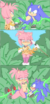 1boy 1girl absurdres amy_rose angelofhapiness animal_ears animal_print bdsm blush bondage bound femdom girl_on_top gloves green_eyes hedgehog hedgehog_boy hedgehog_girl hetero highres jewelry leopard_print necklace nude penis polearm ponytail purple_socks pussy restrained sex shoes socks sonic_(series) sonic_the_hedgehog spear thighhighs thorn_rose weapon