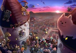 6+boys 6+girls :3 aaron_(undertale) absolutely_everyone aircraft airplane alphys annoying_dog asgore_dreemurr bratty_(undertale) building burgerpants castle catty_(undertale) chara_(undertale) character_request city cityscape cloud confetti dog doggo_(undertale) dummy_(undertale) everyone flowey_(undertale) flying frisk_(undertale) from_above furry furry_female furry_male gerson gradient_sky grillby highres horizon houten_(dre_a_mer) lesser_dog mad_dummy_(undertale) mettaton monster_kid_(undertale) muffet multiple_boys multiple_girls napstablook nice_cream_guy on_roof onionsan outdoors papyrus_(undertale) pink_sky politics_bear royal_guard_01_(undertale) royal_guard_02_(undertale) sans_(undertale) scenery sky snowdin_shopkeeper sun sunset temmie toriel tower undertale undyne utdr_(toby_fox) vulkin w.d._gaster watchtower