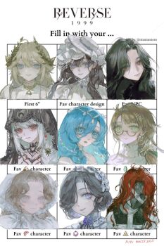 1boy 37_(down_in_the_grotto)_(reverse:1999) 37_(reverse:1999) 6+girls aleph_(reverse:1999) anjo_nala black_gloves black_hair black_mask black_ribbon black_shirt black_veil blonde_hair blue_eyes blue_hair coif commentary_request covered_face dress english_text facing_viewer flower fuyuyu-pon glasses gloves green_eyes hair_between_eyes hair_ornament hair_over_one_eye hand_up hat highres isolde_(reverse:1999) kakania_(reverse:1999) laurel_crown lilya_(reverse:1999) lilya_(the_art_of_destreza)_(reverse:1999) long_hair low_ponytail maid_headdress multiple_drawing_challenge multiple_girls neck_flower neck_ribbon official_alternate_costume ponytail portrait purple_eyes purple_flower red_eyes red_hair reverse:1999 ribbon round_eyewear semmelweis_(reverse:1999) semmelweis_(the_wax_and_wane_of_the_heart)_(reverse:1999) shirt short_hair tuesday_(reverse:1999) valentina_(reverse:1999) veil white_dress white_hair white_hat white_shirt