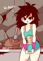 1girl animated animated_gif armor artist_name black_hair bottomless breasts brown_fur clothes_lift diives dragon_ball dragon_ball_super female_focus flashing food gine heart highres legs_together long_hair looking_at_viewer looping_animation mature_female meat one_eye_closed open_mouth patreon presenting presenting_pussy pussy saiyan saiyan_tail skirt skirt_lift small_breasts solo sound_effects spoken_heart tail tongue tongue_out watermark wink