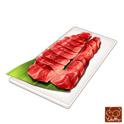Rule 34 | artist logo, food, food focus, meat, no humans, original, raw meat, simple background, tray, white background, yuki00yo