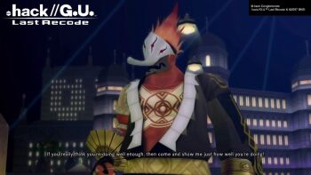 .hack// .hack//g.u. 1boy 3d antares_(.hack//) copyright_name english_text orange_hair outdoors solo standing subtitled