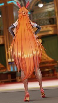 1girl 3d absurdres alternate_costume animal_ears artist_request bare_shoulders braid breasts cleavage detached_collar elbow_gloves fake_animal_ears full_body gloves high_heels highres huge_breasts kamimura_maika long_hair official_alternate_costume pantyhose playboy_bunny purple_eyes rabbit_ears rabbit_tail shiny_clothes shiny_skin simple_background solo standing taimanin_(series) taimanin_rpgx very_long_hair