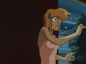 1980s_(style) 1989 80s animated animated_gif blue_eyes completely_nude dark-skinned_female dark_skin hostage nipples nude oldschool orange_hair retro_artstyle riding_bean robbery scared screaming shaking sonoda_ken&#039;ichi tan tanline