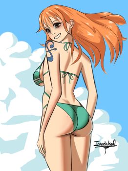 1girl ass bikini breasts large_breasts long_hair nami_(one_piece) one_piece swimsuit