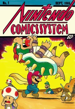 6+boys action_comics arms_up blue_eyes bowser brown_hair cape cape_mario carrying_overhead claws comic dc_comics derivative_work facial_hair gloves goomba hat highres looking_at_another luigi mario mario_(series) multiple_boys mustache nintendo open_mouth overalls parody red_hair spiked_shell super_mario_world superman superman_(series) surprised toad_(mario)