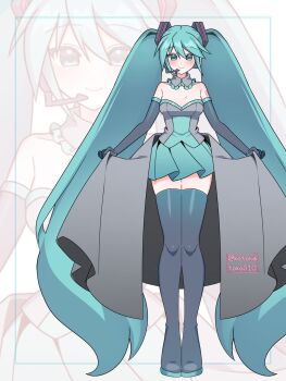 absurdly_long_hair alternate_costume breasts hatsune_miku highres kotohatoko510 long_hair small_breasts twintails very_long_hair vocaloid