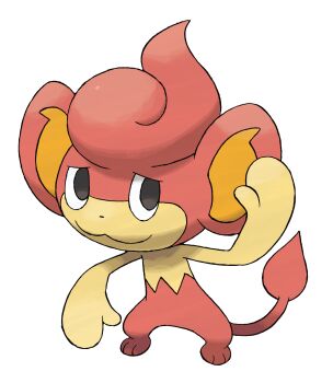 animal_focus artist_request black_eyes closed_mouth dot_nose full_body gen_5_pokemon hand_to_head highres monkey nintendo no_humans official_art pansear pokemon pokemon_(creature) pokemon_bw pokemon_focus smile solo third-party_source transparent_background