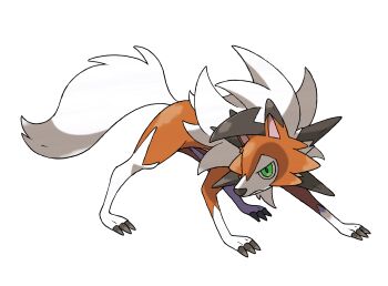 animal_focus artist_request claws closed_mouth full_body gen_7_pokemon green_eyes highres lycanroc lycanroc_(dusk) nintendo no_humans official_art orange_fur pokemon pokemon_(creature) pokemon_focus pokemon_usum solo third-party_source transparent_background white_fur wolf