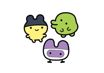 bandai bandai_namco bird black_headwear cabbit duck hat hybrid kuchipatchi mametchi mask maskutchi no_mouth peak purple_headwear smile stepsoversnails tamagotchi tamagotchi_(classic) tamagotchi_(creature) yellow_fur