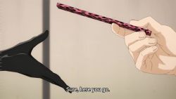 >_< 1boy 2girls :d animated black_gloves black_lobelia blue_eyes blush breasts cleavage cosplay dress elbow_gloves frills gloves gojou_wakana grey_dress hair_over_one_eye heterochromia hitting inui_sajuna kitagawa_marin long_hair mirror multiple_girls open_mouth pink_hair red_eyes reflection silver_hair smile sono_bisque_doll_wa_koi_wo_suru sound subtitled video