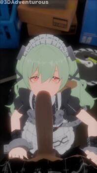 1boy 1girl 3d 3dadventurous after_fellatio age_difference animated apron artist_name black_dress corin_wickes cum cum_in_mouth cum_in_nose dark-skinned_male dark_skin deepthroat dress ejaculation eyelashes feet_out_of_frame fellatio from_above gokkun green_hair half-closed_eyes hetero indoors interracial kneeling large_penis loli long_hair looking_at_viewer looking_up looping_animation maid maid_headdress mihoyo open_mouth oral penis pink_eyes pov pov_crotch rolling_eyes short_sleeves solo_focus sound tagme tongue twintails uncensored very_dark_skin video watermark white_apron wrist_cuffs zenless_zone_zero