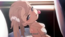 1girl animated arched_back ass baily_(ioxat) between_legs bikini blonde_hair blue_eyes blush breasts candy car_interior day english_text eyebrows eyelashes feet_out_of_frame female_focus food from_side half-closed_eyes hand_between_legs highres huge_ass indoors ioxat kyojiri_loli lollipop medium_breasts medium_hair mesugaki naughty_face open_mouth original paid_reward_available pov short_twintails side-tie_bikini_bottom sideboob sitting smug solo spread_legs subtitled swimsuit thick_thighs thighs thong thong_bikini tongue twintails video white_bikini wide_hips