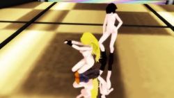 2girls 3d animated audible_music blush bouncing_breasts breasts dancing large_breasts multiple_girls music navel nipples nude pussy ruby_rose rwby small_breasts socks sound tagme video yang_xiao_long