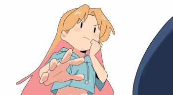 2girls age_difference animated animated_gif arato_nagi ass black_hair blonde_hair blush closed_eyes earrings embarrassed female_focus grabbing_another&#039;s_ass grabbing_from_behind groping jewelry multiple_girls piercing ruri_no_houseki serious simple_background size_difference smile surprised sweatdrop tanigawa_ruri white_background yuri