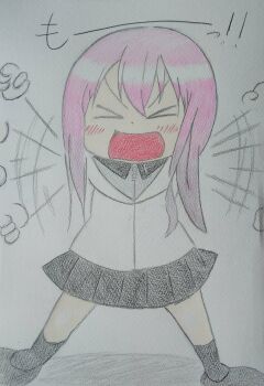 Rule 34 | 1girl, black hat, black jacket, black skirt, garrison cap, girls und panzer, girls und panzer little army, grey shirt, hat, highres, jacket, kuromorimine military uniform, kuromorimine school uniform, long hair, miniskirt, pink eyes, pink hair, red skirt, school uniform, sheska (girls und panzer), shirt, skirt, yoshihara noboru yo (yoshiwara akiyo)