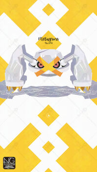 alternate_color claws colored_sclera commentary gen_3_pokemon highres looking_at_viewer meme_(sleepsheep) metagross nintendo no_humans pokemon pokemon_(creature) pokemon_focus red_eyes red_sclera shiny_pokemon solo symbol-only_commentary