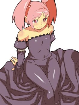 1girl anime_coloring archived_source armband bare_shoulders beads black_outline black_sleeves blush breasts character_request closed_mouth collarbone copyright_request covered_navel detached_sleeves dress from_above gown hair_beads hair_bobbles hair_ornament half_updo hand_blush itsumo_nokoru juliet_sleeves lace lace-trimmed_dress lace-trimmed_sleeves lace_trim legs_together lips long_dress long_hair long_sleeves looking_afar narrow_waist nose_blush outline pink_eyes pink_hair puffy_sleeves shoulder_blush sidelocks simple_background small_breasts solo split_mouth strapless strapless_dress thick_outlines white_background yellow_armband