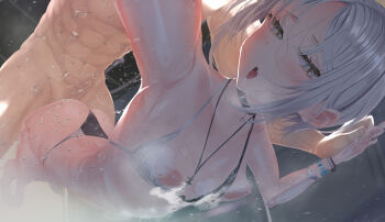 1boy 1girl against_glass bracelet choker commission highres jewelry kanaut_nishe original pixiv_commission q_(ed69) sex soap_bubbles virtual_youtuber wet