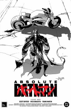 Rule 34 | 1boy, absolute batman, absolute dc, akira (manga), akira movie poster, back spikes, bat mask, batman, batman (absolute dc), comic cover, cowl, dc comics, highres, javierfdezart, male focus, motor vehicle, motorcycle, muscular, muscular male, poster parody, solo, superhero costume, taut bodysuit