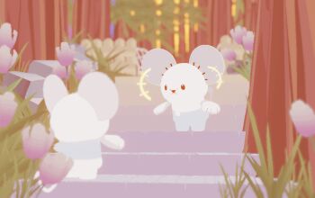 +++ 3d animal_focus animated animated_gif blender_(medium) closed_mouth commentary english_commentary kcamberart low_poly mouse_(animal) nintendo no_humans outdoors pokemon pokemon_(creature) solo_focus stairs surprised tandemaus