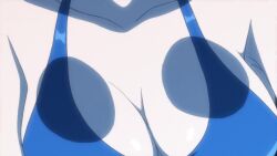 1girl animated anime_screenshot blue_one-piece_swimsuit breast_focus breasts gundam gundam_build_fighters highres huge_breasts indoors nenene_(gundam_bf) o-ring o-ring_swimsuit one-piece_swimsuit red_hair revealing_clothes short_hair slingshot_swimsuit sound swimsuit tagme video