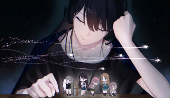 Rule 34 | 5girls, absurdres, animal, bang dream!, bang dream! it's mygo!!!!!, black hair, black shirt, black socks, blue eyes, blue shirt, blue skirt, brown eyes, brown hair, cat, chibi, chihaya anon, chinese commentary, closed eyes, commentary request, commission, crossed arms, earrings, green skirt, grey eyes, grey hair, grey jacket, grey neckerchief, hair between eyes, headphones, heterochromia, highres, holding, holding animal, holding cat, instrument case, instrument case on back, jacket, jewelry, kaname raana, layered sleeves, light particles, long hair, long sleeves, mini person, mole, mole under eye, multiple girls, nagasaki soyo, neckerchief, open clothes, open jacket, open mouth, pink hair, pleated skirt, purple eyes, raana the cat, second-party source, shiina taki, shirt, short hair, short over long sleeves, short sleeves, sidelocks, single earring, skirt, socks, squatting, takamatsu tomori, three-quarter sleeves, white jacket, white shirt, xianjian lingluan, yellow eyes