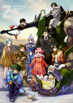 00s 1970s_(style) 1980s_(style) 1990s_(style) 4girls 6+boys after_war_gundam_x ana_medaiyu banpresto choujuushin_gravion choujuushin_gravion_zwei crossover eureka_(eureka_seven) eureka_seven eureka_seven_(series) ferret gain_bijou garrod_ran gloves gundam jiron_amos kabuto_kouji kappei_jin leele lolotte mail_beater mazinger_(series) mazinger_z mecha mel_peter multiple_boys multiple_girls muteki_choujin_zambot_3 nakamura_kanko oldschool overman_king_gainer retro_artstyle robot roger_smith sentou_mecha_xabungle snowman super_robot_wars super_robot_wars_z super_robot_wars_z1 the_big_o turn_a_gundam xabungle
