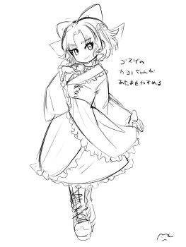 Rule 34 | aramaki kayono, digimon, digimon ghost game, gothic lolita, highres, lolita fashion, looking at viewer, mkz dg, sketch, smile, tibbon, walking