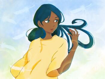 artist_request bindi black_hair dark-skinned_female dark_skin dress feathers female_focus green_eyes gundam lalah_sune long_hair mobile_suit_gundam solo