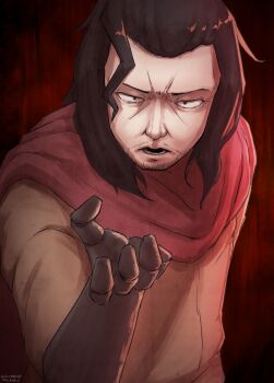 Rule 34 | black eyes, colored skin, facial hair, gloves, goat, goatee, lazarus (mon-musu quest), mon-musu quest!, mon-musu quest: paradox, mustache, scarf, scowl, to kage p, white skin