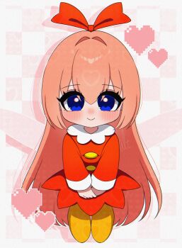 Rule 34 | 1girl, alt 0218, alternate hairstyle, blue eyes, blush stickers, commentary request, dress, fairy, fairy wings, hair ribbon, highres, kirby (series), kirby 64, long hair, long sleeves, nintendo, pink hair, red dress, red ribbon, ribbon, ribbon (kirby), smile, solo, wings