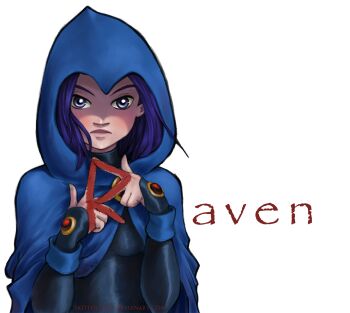 1girl bindi character_name cloak dc_comics female_focus highres hood purple_eyes raven_(dc) solo teen_titans transparent_background