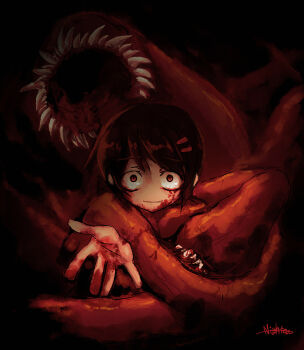 blood crazy crazy_eyes demonophobia guro hair_ornament hairpin kunikai_sakuri monster nightea tentacles