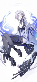 1girl 2025 absurdres breasts cleavage earrings hair_over_one_eye highres jewelry koei_tecmo large_breasts microsoft ninja_gaiden ninja_gaiden_4 official_art platinumgames seori_(ninja_gaiden) smile solo team_ninja white_hair