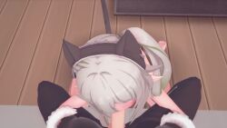 1boy 1girl 3d animal_costume animal_ears animated barefoot cat_costume cat_ears cat_tail chris_flandre fake_animal_ears fellatio genshin_impact green_hair hetero highres indoors kneeling koikatsu_(medium) loli looking_at_viewer nahida_(genshin_impact) on_floor open_mouth oral penis pointy_ears pov pov_crotch soles solo_focus sound tagme tail toes tongue uncensored video